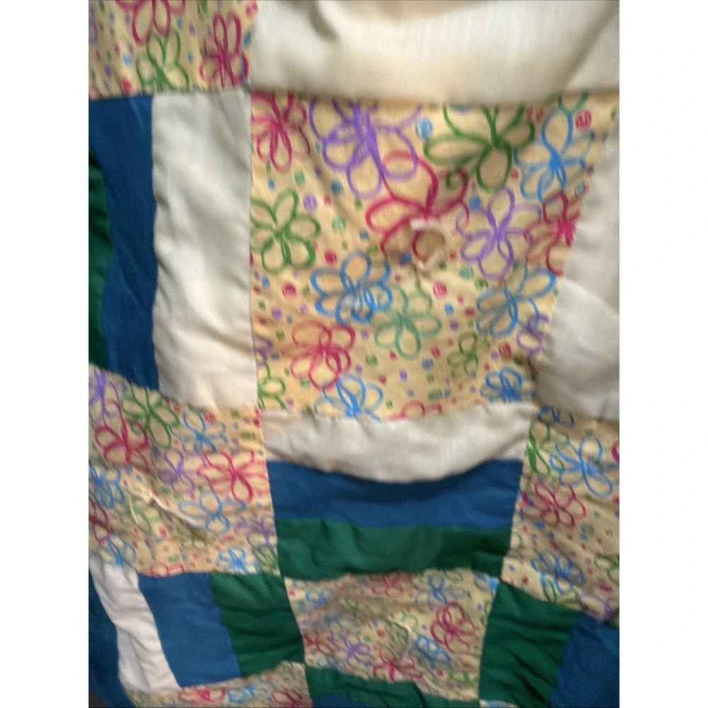 Handmade Lap Or Baby Blanket Quilt Beautiful Bright Colors